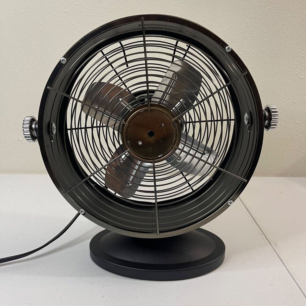 Retro Desk Fan With Metal Blades, Matte Black Finish - Picture 6 of 12